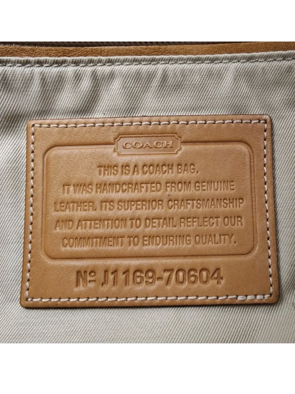 Coach Leather Messenger Bag in Tan with Black Strap
